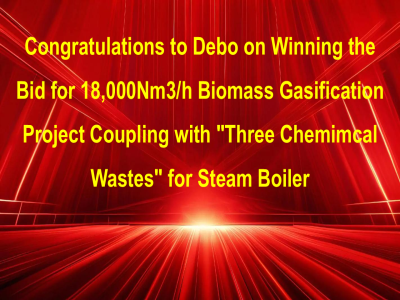 Congratulations to Debo on Winning the Bid for 18,000Nm3/h Biomass Gasification Project Coupling with "Three Chemimcal Wastes" for Steam Boiler